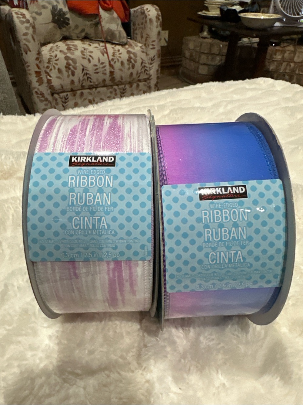 Kirkland Signature Ombre Pink & Blue Wired Gift Ribbon Duo